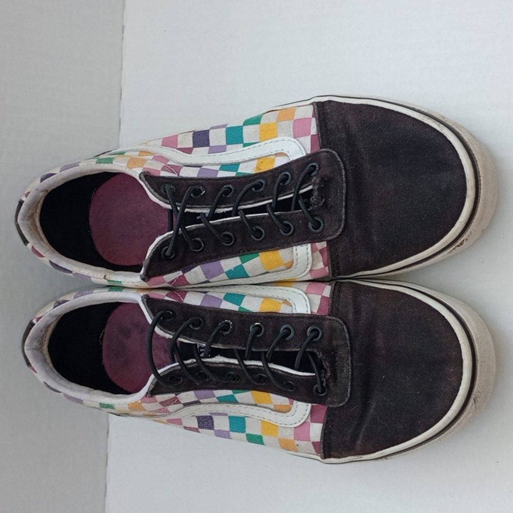Size 5 Vans Old Skool Rainbow Checkerboard Canvas Sneakers Skate Shoes Y2K